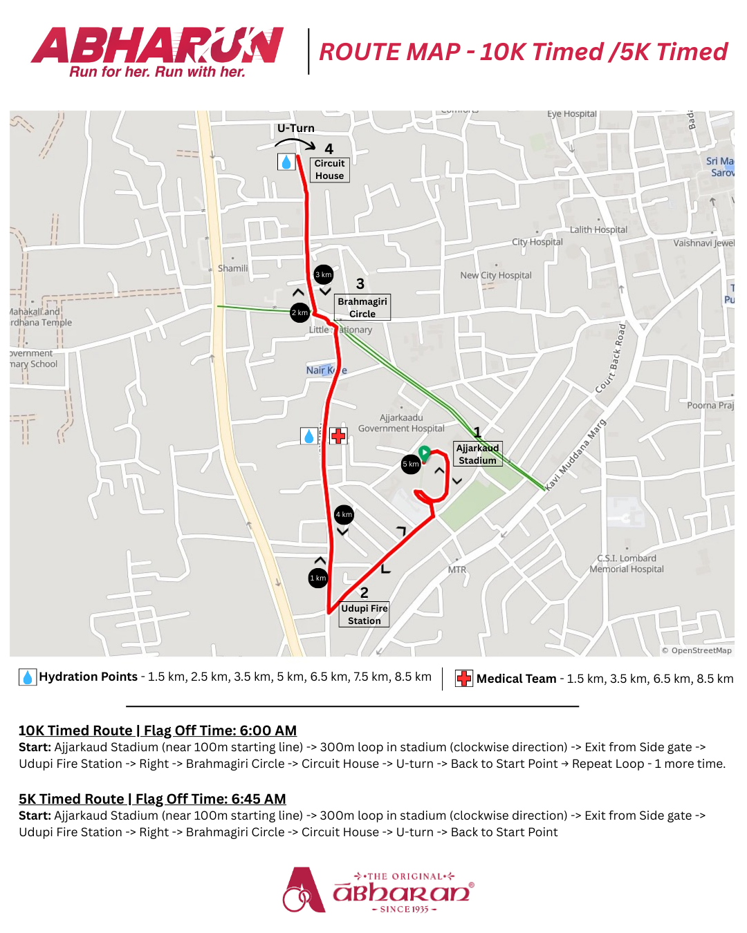 5K and 10K Timed Run Route Map